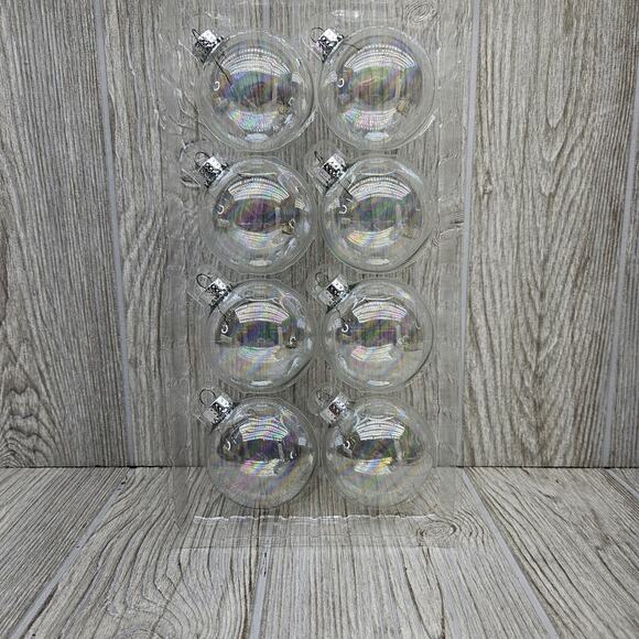 Ashland Christmas Glass Ornament Set 2.5" Iridescent DIY Craft Balls 8 Piece New - Picture 6 of 7